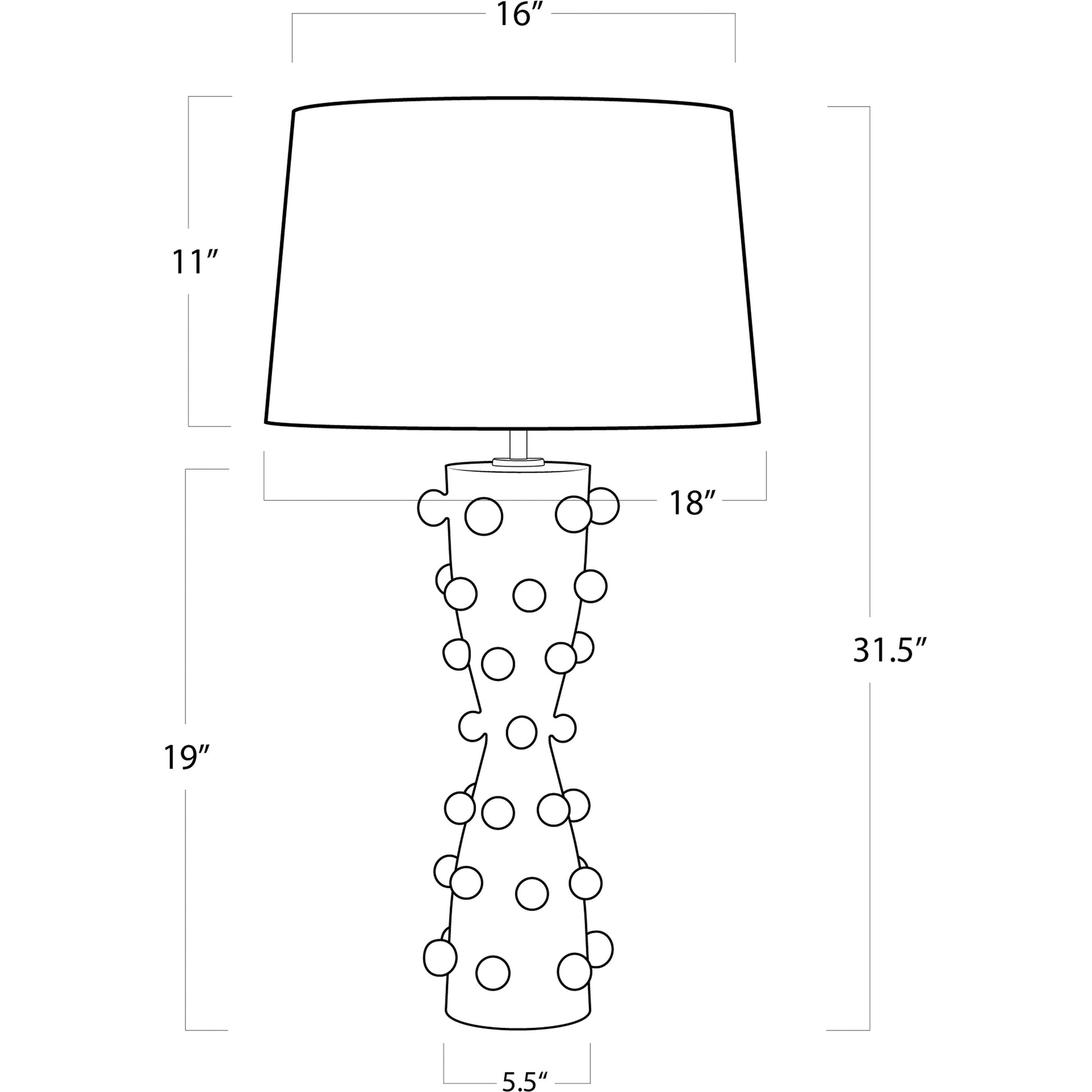 Pom Pom Table Lamp by Regina Andrew in white. Made from ceramic in a modern style.