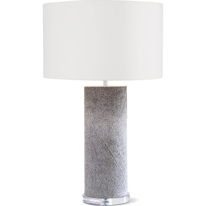 Andres Column Table Lamp by Regina Andrew in grey. Made from hair on hide in a modern style.