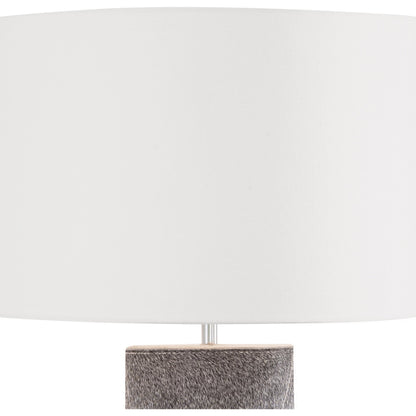 Andres Column Table Lamp by Regina Andrew in grey. Made from hair on hide in a modern style.