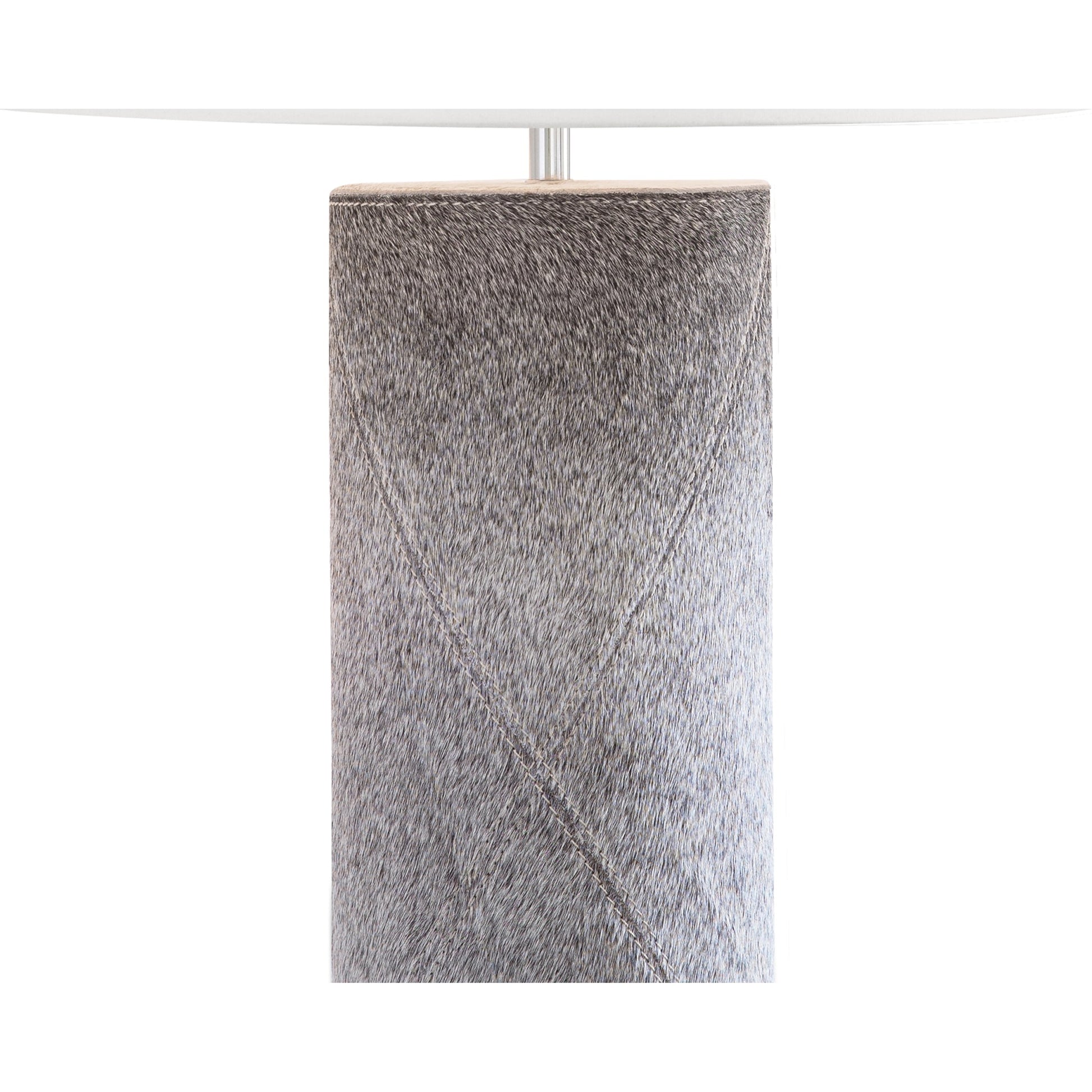 Andres Column Table Lamp by Regina Andrew in grey. Made from hair on hide in a modern style.
