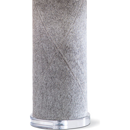 Andres Column Table Lamp by Regina Andrew in grey. Made from hair on hide in a modern style.
