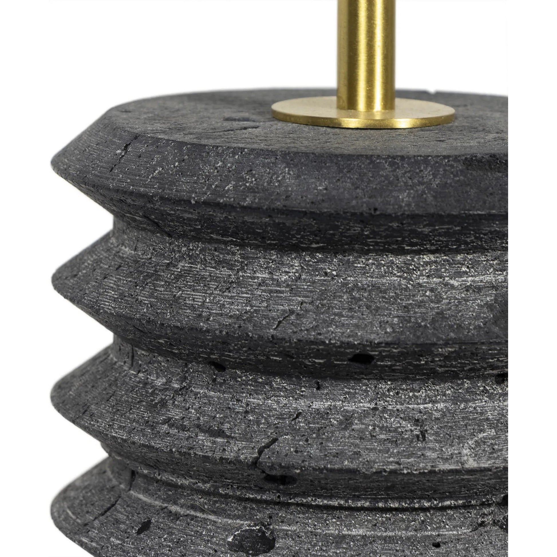 Noir Column Travertine Lamp by Regina Andrew in black and natural stone. Made from stone in a modern style.