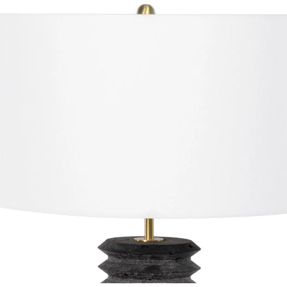 Noir Column Travertine Lamp by Regina Andrew in black and natural stone. Made from stone in a modern style.