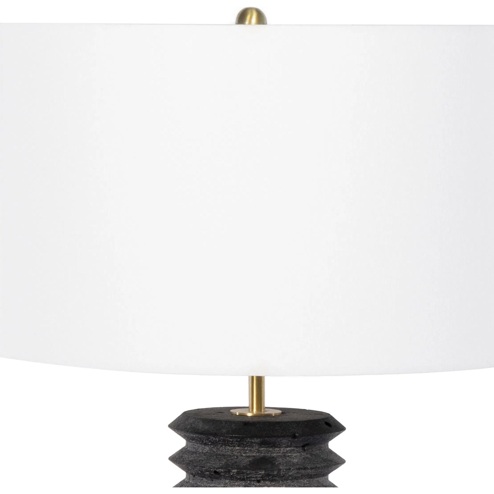 Noir Column Travertine Lamp by Regina Andrew in black and natural stone. Made from stone in a modern style.