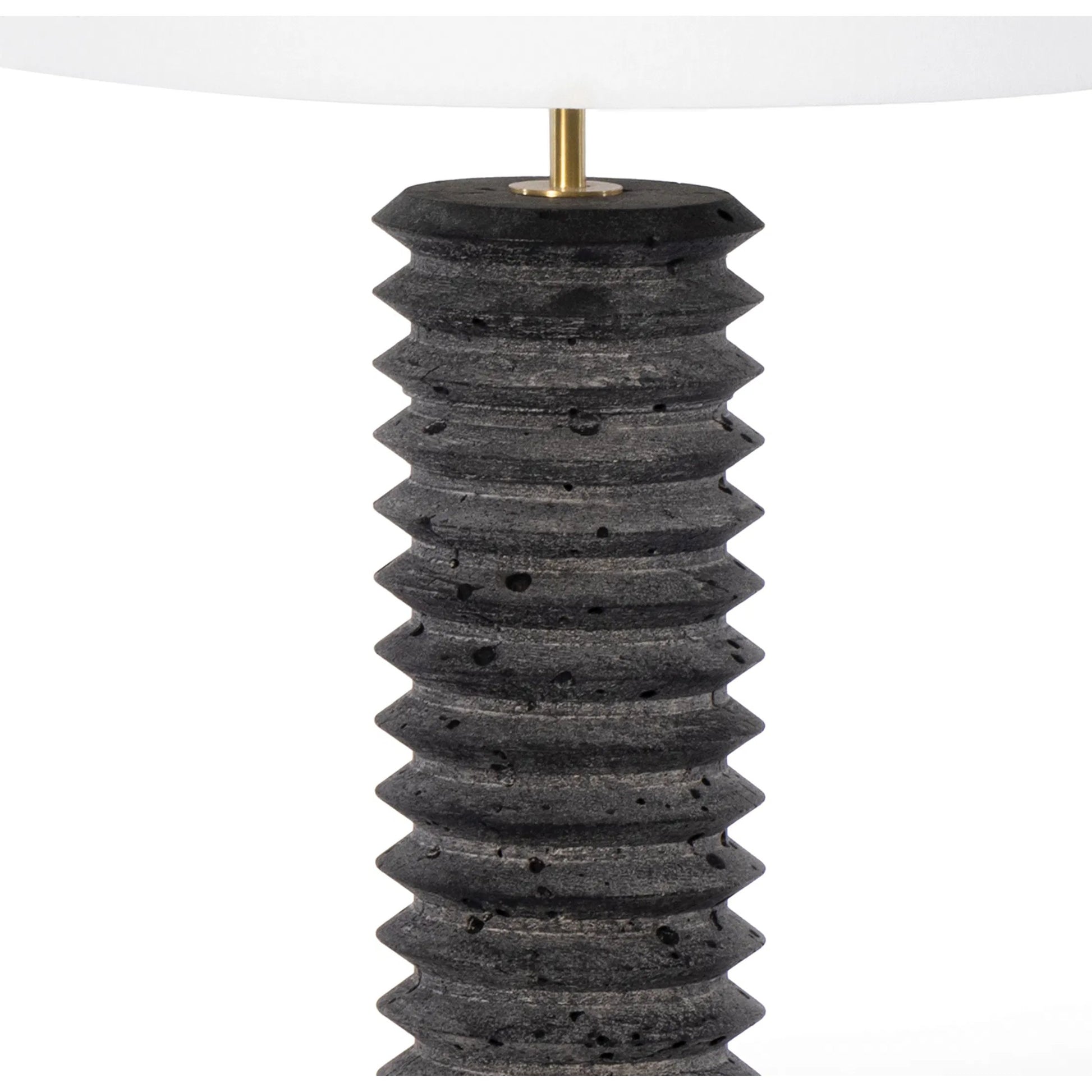 Noir Column Travertine Lamp by Regina Andrew in black and natural stone. Made from stone in a modern style.