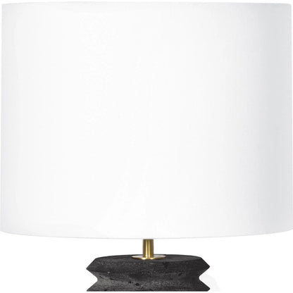 Noir Column Travertine Lamp by Regina Andrew in black and natural stone. Made from stone in a modern style.