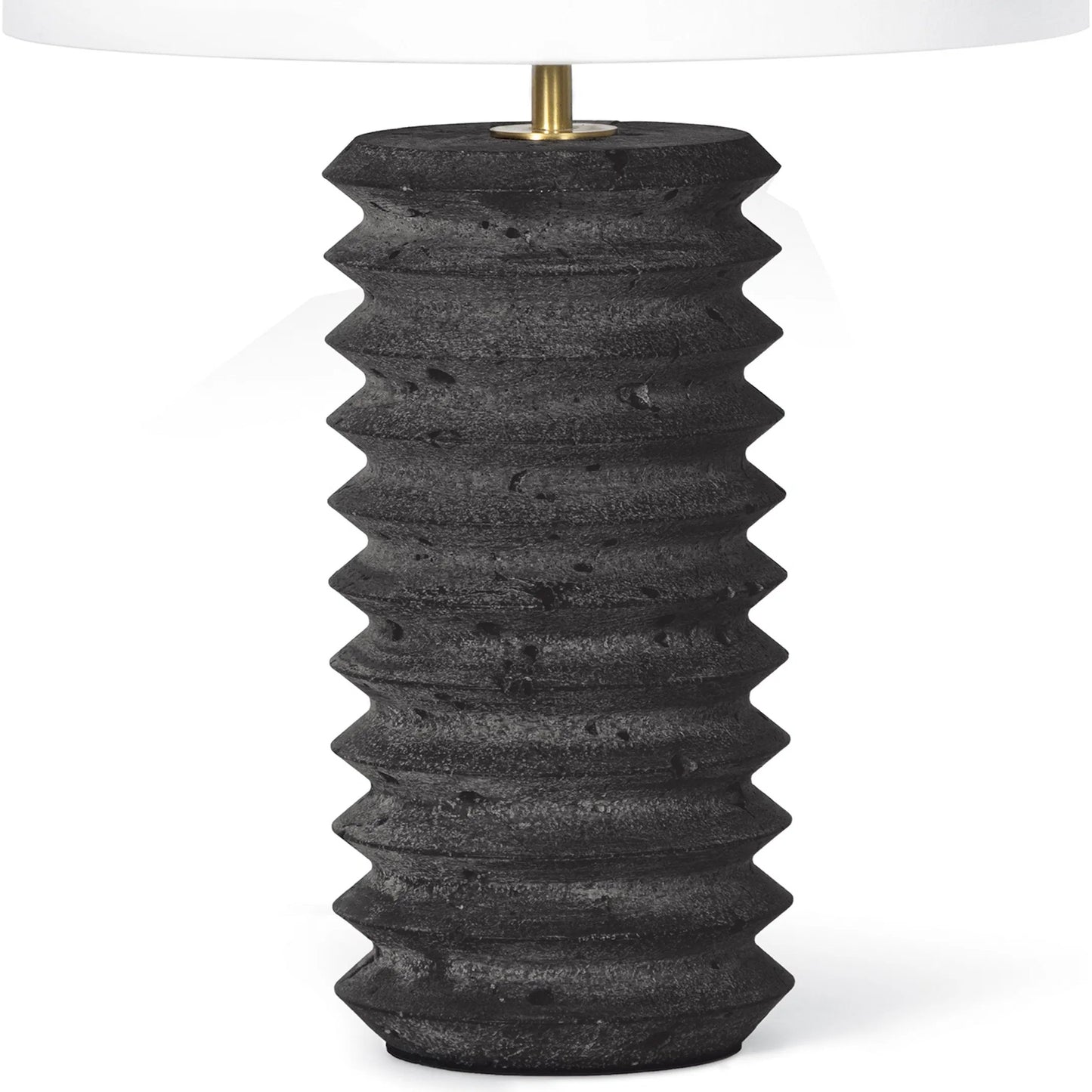 003 SI-1949083 | Closeup | Noir Column Travertine Lamp by Regina Andrew in black and natural stone. Made from stone in a modern style.