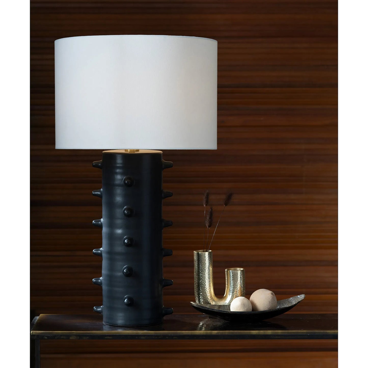 006 SI-2134490 | Lifestyle | Spruce Ceramic Table Lamp by Regina Andrew in black. Made from ceramic in a modern style.