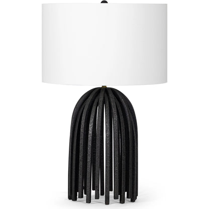 Webbed Table Lamp by Regina Andrew in black and blackened iron. Made from iron in a modern style.