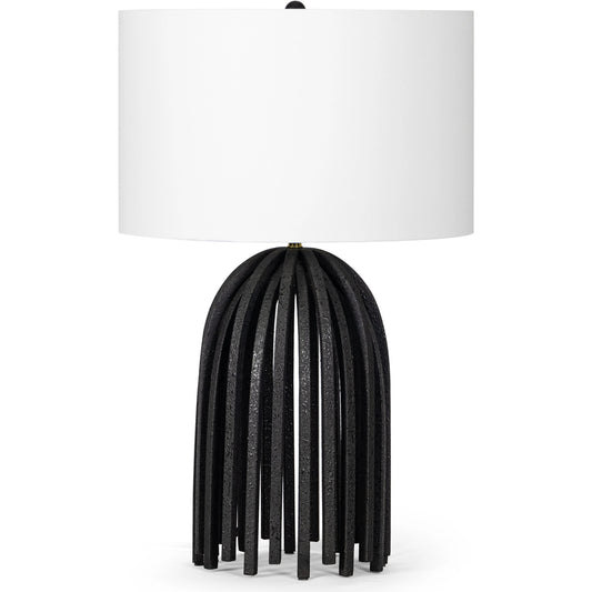 Webbed Table Lamp by Regina Andrew in black and blackened iron. Made from iron in a modern style.