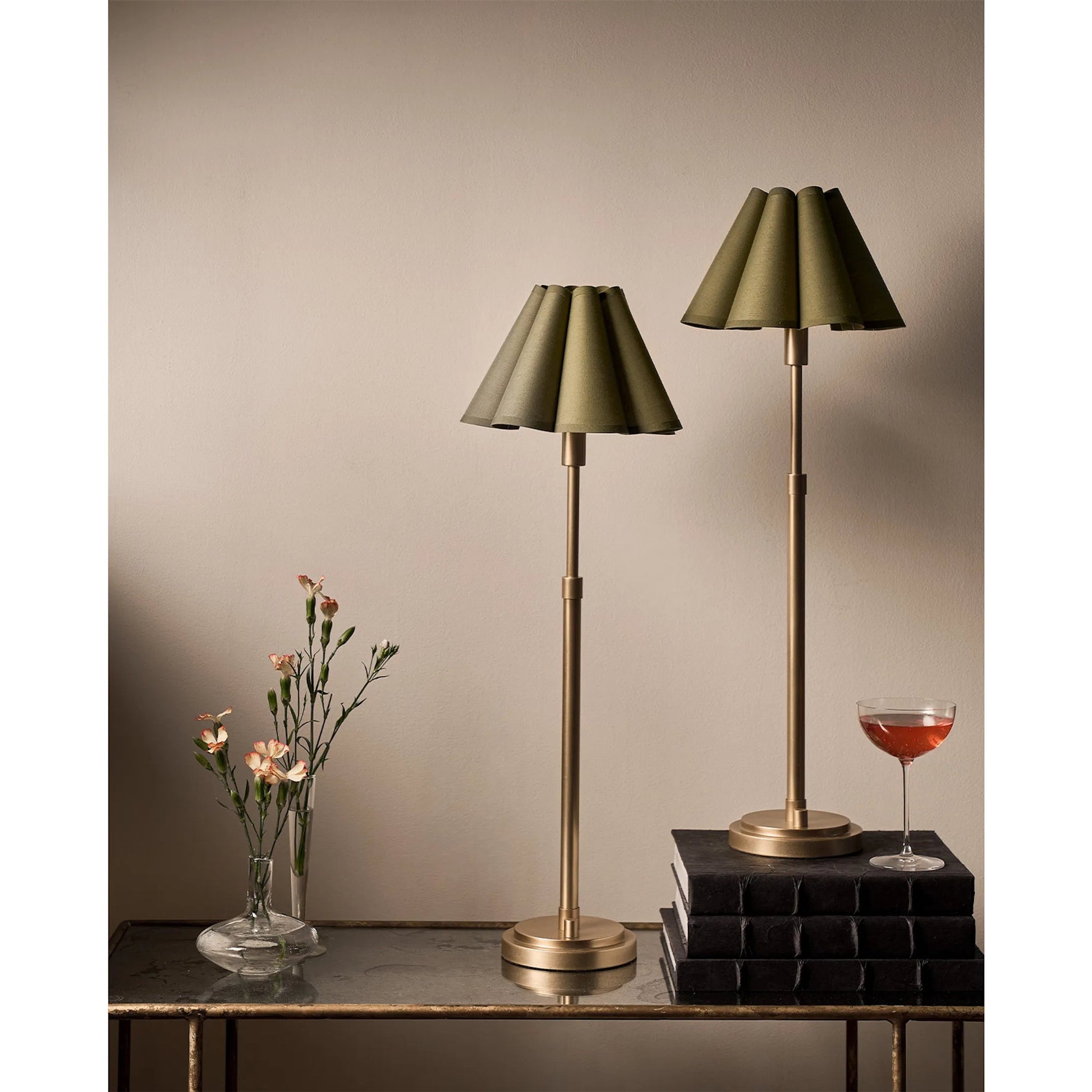 Polly Buffet Lamp, Green by Regina Andrew. Made from steel in a modern style.