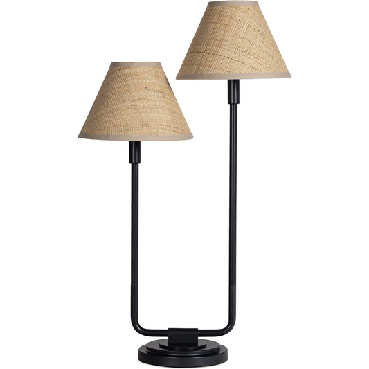 Polly Double Arm Table Lamp, Rattan by Regina Andrew. Made from steel in a unique style.