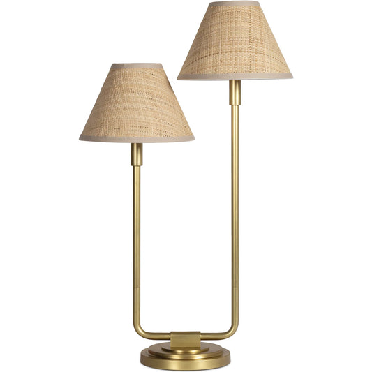 Polly Double Arm Table Lamp, Rattan by Regina Andrew. Made from steel in a unique style.