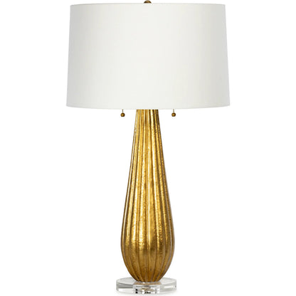 Claire Table Lamp by Regina Andrew in gold and gold leaf. Made from resin in a unique style.