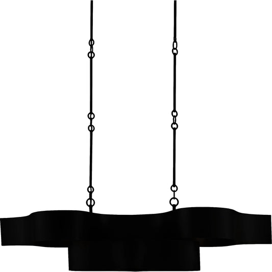 Grand Lotus Oval Chandelier by Currey and Company. Made from wrought iron in a modern style.