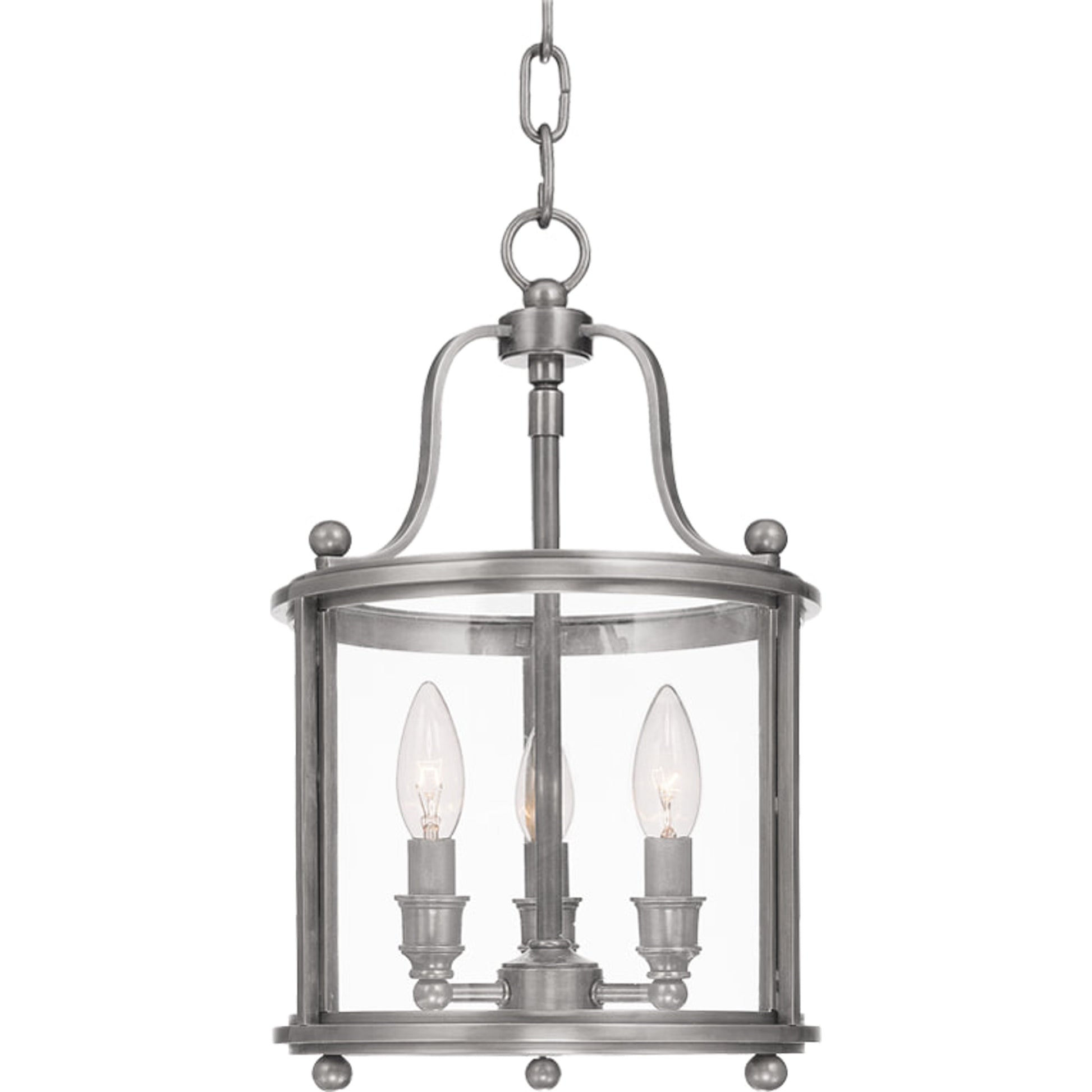 Mansfield Pendant by Hudson Valley in antique nickel. Made from brass in a traditional style.