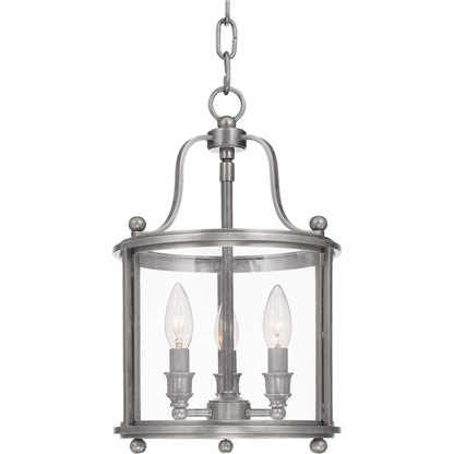 Mansfield Pendant by Hudson Valley in antique nickel. Made from brass in a traditional style.