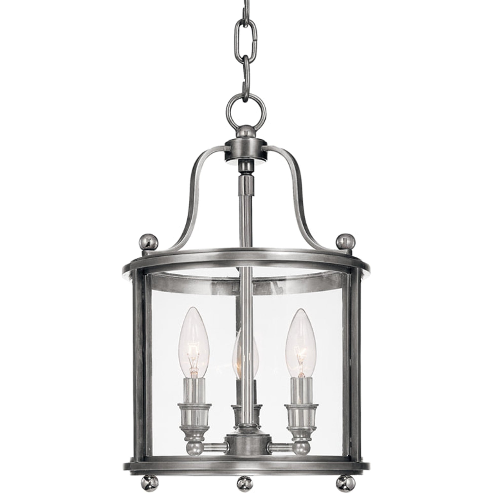 Mansfield Pendant by Hudson Valley in antique nickel. Made from brass in a traditional style.
