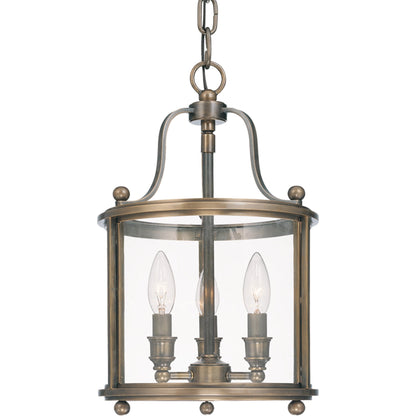 Mansfield Pendant by Hudson Valley in antique nickel. Made from brass in a traditional style.