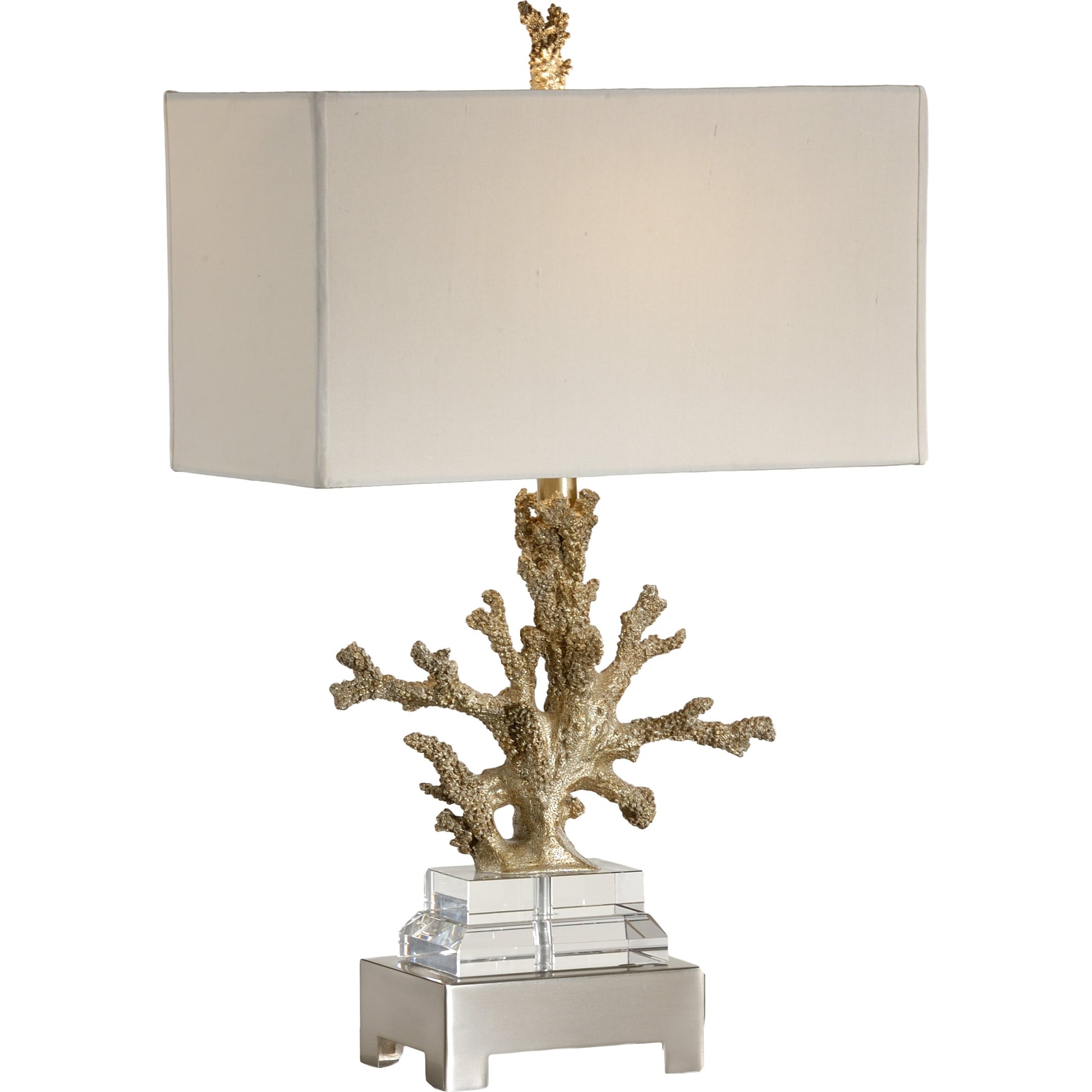 Coral Colony Lamp by Wildwood in champagne, clear, brushed platinum. Made from unique in a coastal style.