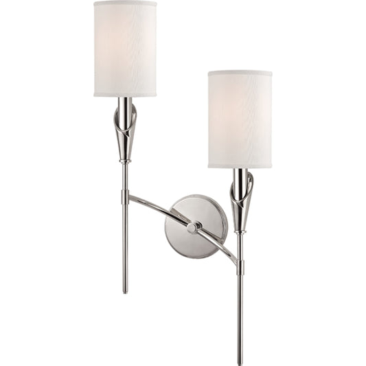 Tate Right Wall Sconce by Hudson Valley in polished nickel. Made from steel in a transitional style.
