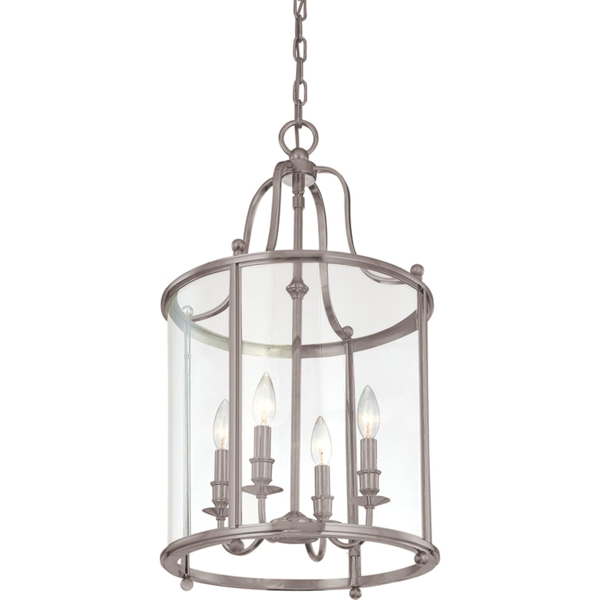 Mansfield Pendant by Hudson Valley in antique nickel. Made from brass in a traditional style.