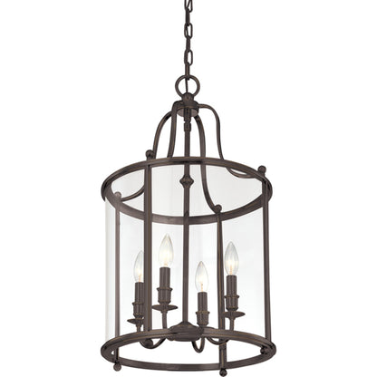 Mansfield Pendant by Hudson Valley in antique nickel. Made from brass in a traditional style.