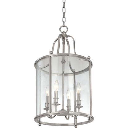 Mansfield Pendant by Hudson Valley in antique nickel. Made from brass in a traditional style.