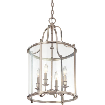 Mansfield Pendant by Hudson Valley in antique nickel. Made from brass in a traditional style.