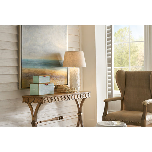 Beaufort Lamp by Wildwood in white glaze, clear. Made from ceramic, porcelain in a coastal style.