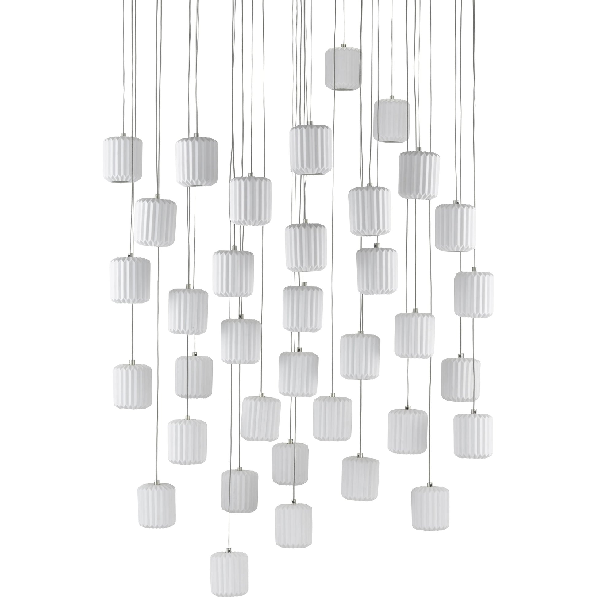 Dove Pendant by Currey and Company in painted silver, white. Made from metal, ceramic in a modern style.