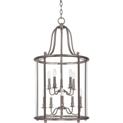 Mansfield Pendant by Hudson Valley in antique nickel. Made from brass in a traditional style.