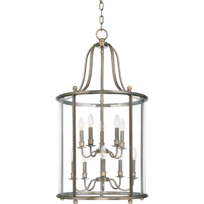 Mansfield Pendant by Hudson Valley in antique nickel. Made from brass in a traditional style.