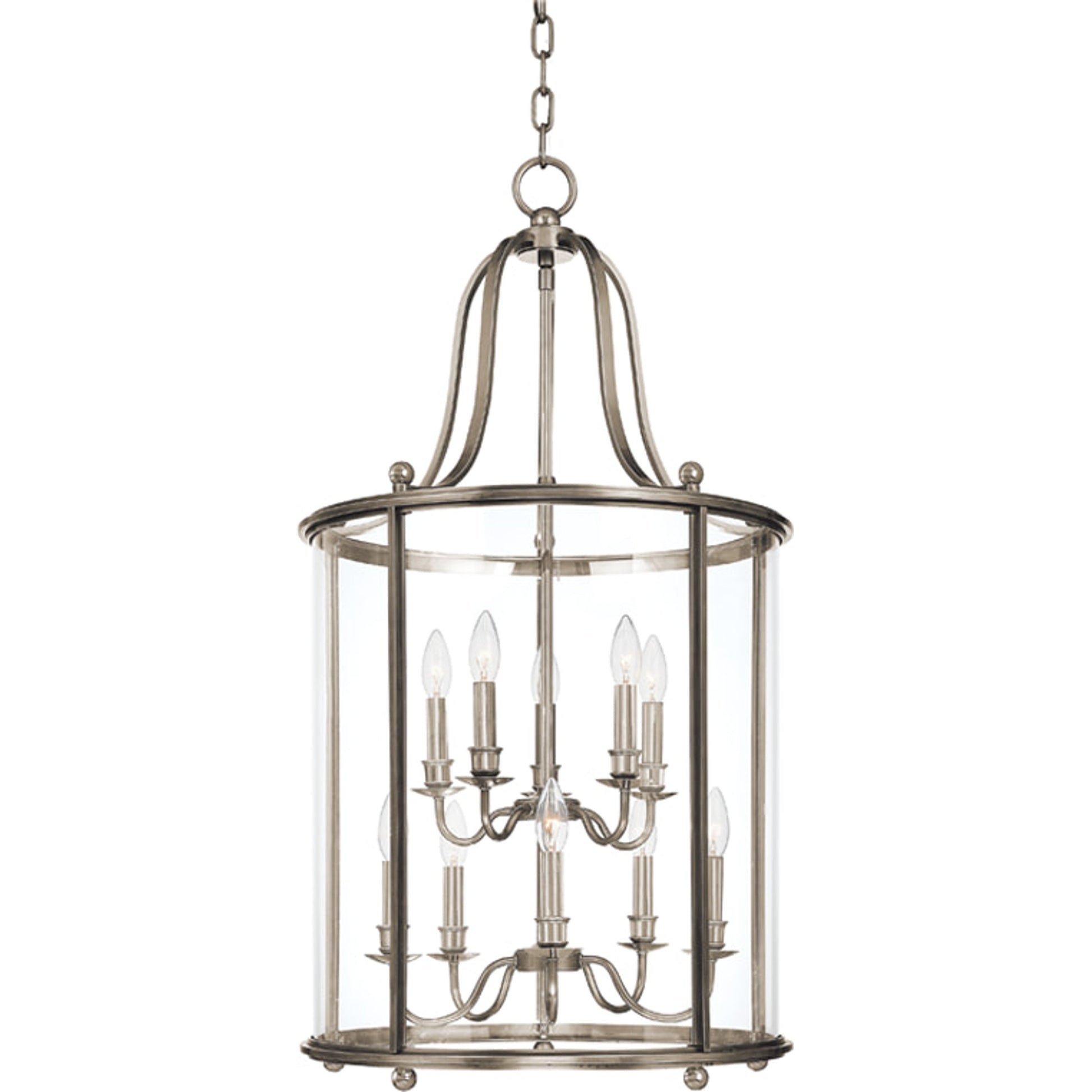 Mansfield Pendant by Hudson Valley in antique nickel. Made from brass in a traditional style.