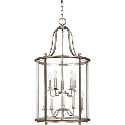 Mansfield Pendant by Hudson Valley in antique nickel. Made from brass in a traditional style.