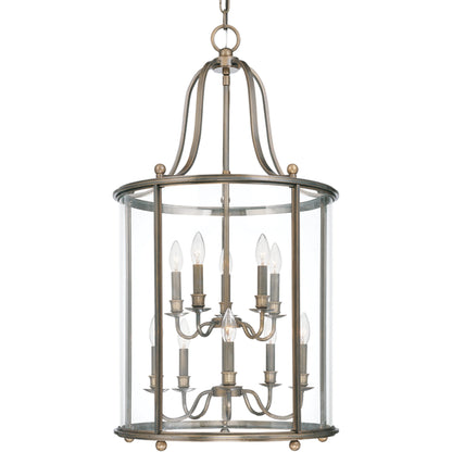 Mansfield Pendant by Hudson Valley in antique nickel. Made from brass in a traditional style.
