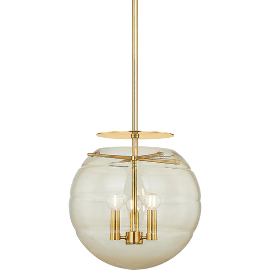 Gill Pendant by Hudson Valley in aged brass. Made from steel in a unique style.
