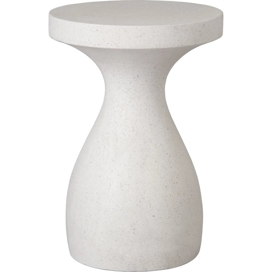 Caemen Indoor/Outdoor Teardrop Stool Table by Emissary in terrazzo white and matte. Made from terrazzo in a unique style.