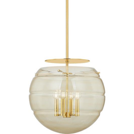 Gill Pendant by Hudson Valley in aged brass. Made from steel in a unique style.