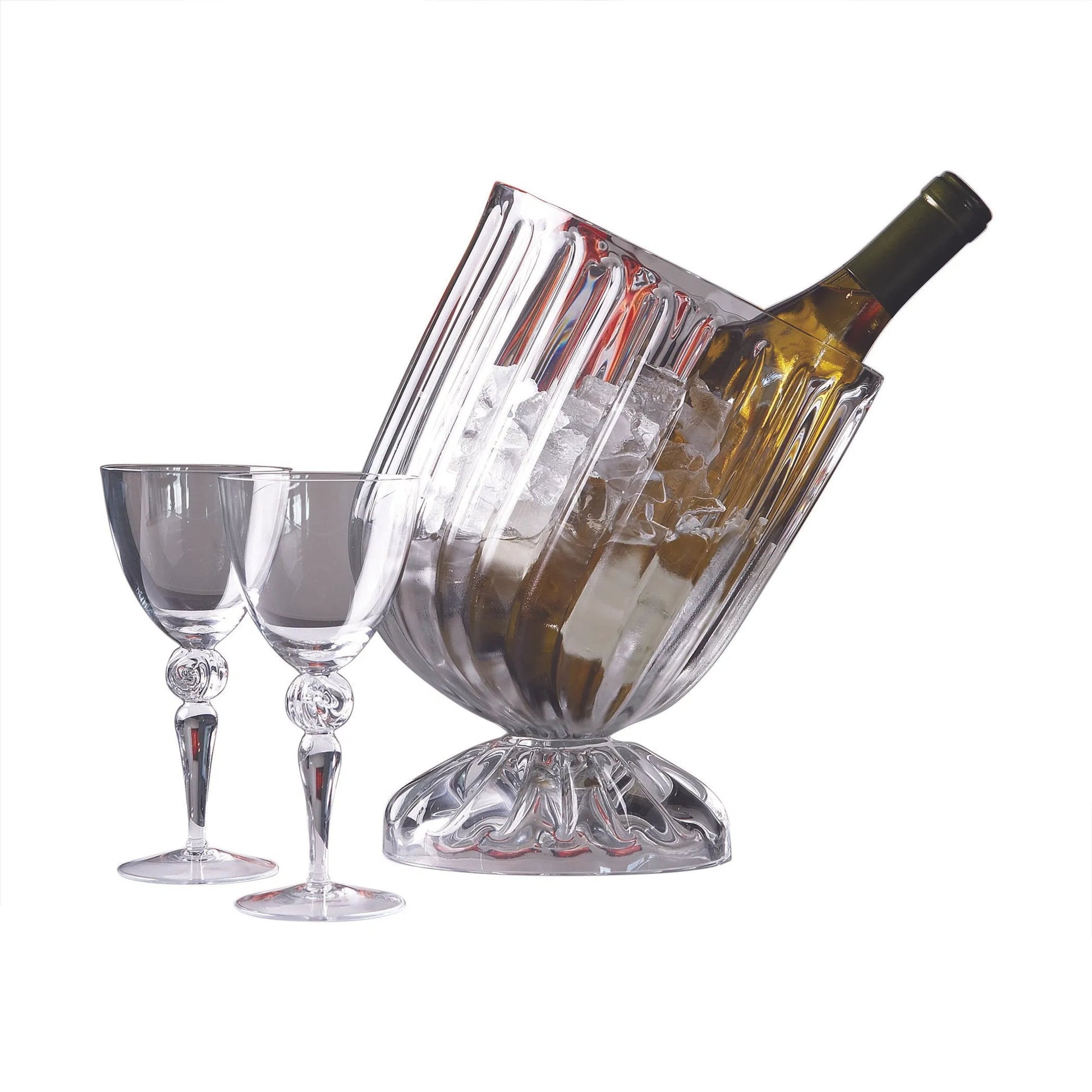 Optic Slanted Wine Chiller by Global Views. Made from glass in a transitional style.