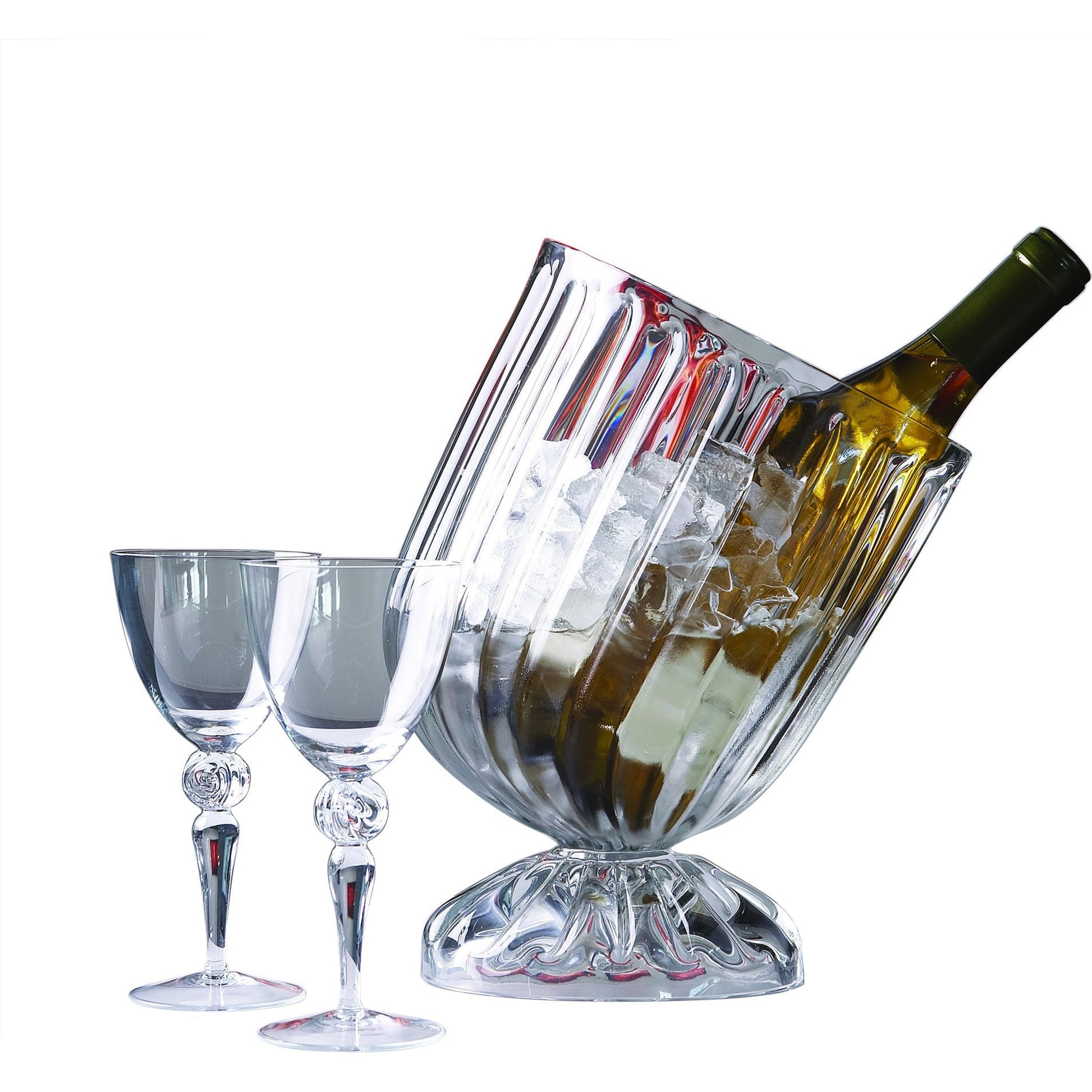 Optic Slanted Wine Chiller by Global Views. Made from glass in a transitional style.