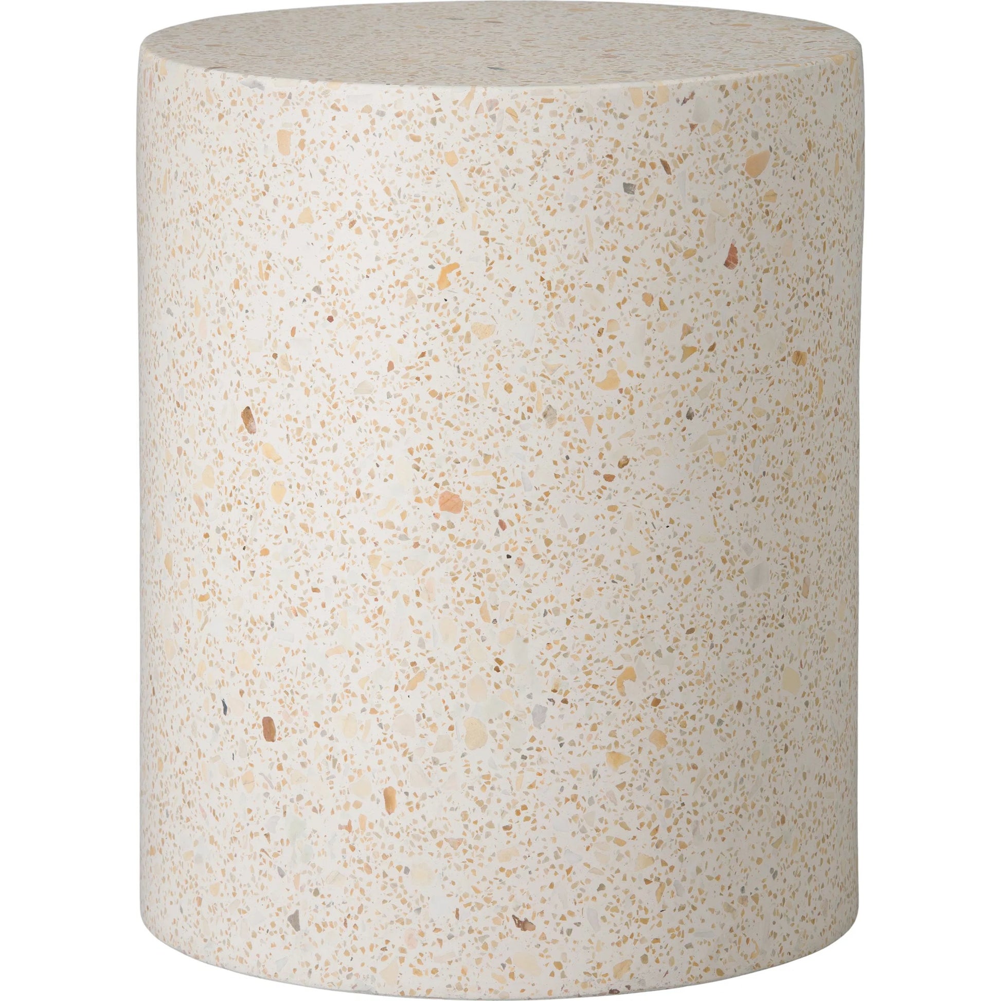 Cylindar Indoor/Outdoor Stool by Emissary in matte. Made from terrazzo in a unique style.
