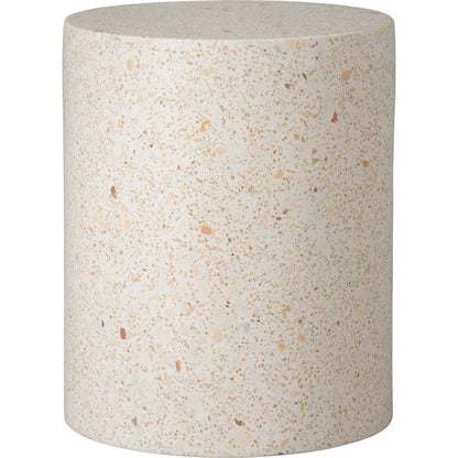 Cylindar Indoor/Outdoor Stool by Emissary in matte. Made from terrazzo in a unique style.