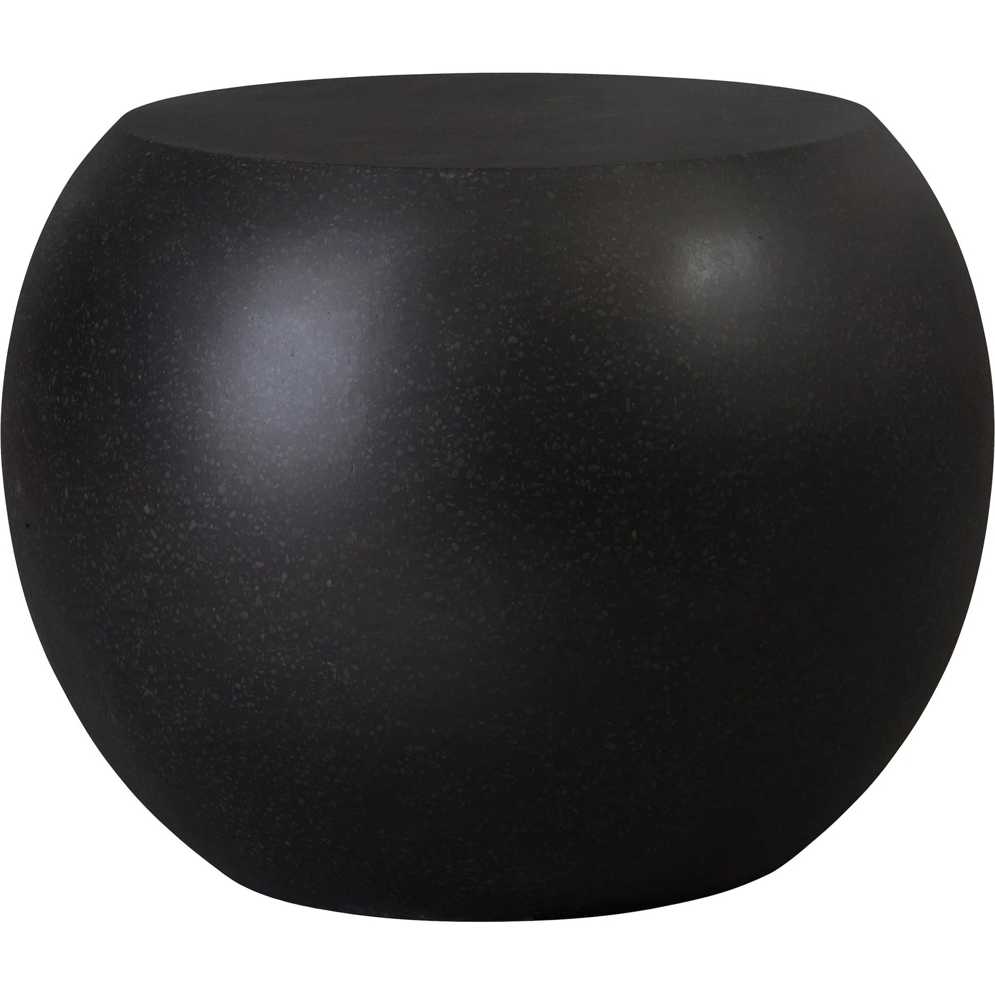 Convex Garden Seat Side Table by Emissary in terrazzo black and matte. Made from terrazzo in a unique style.