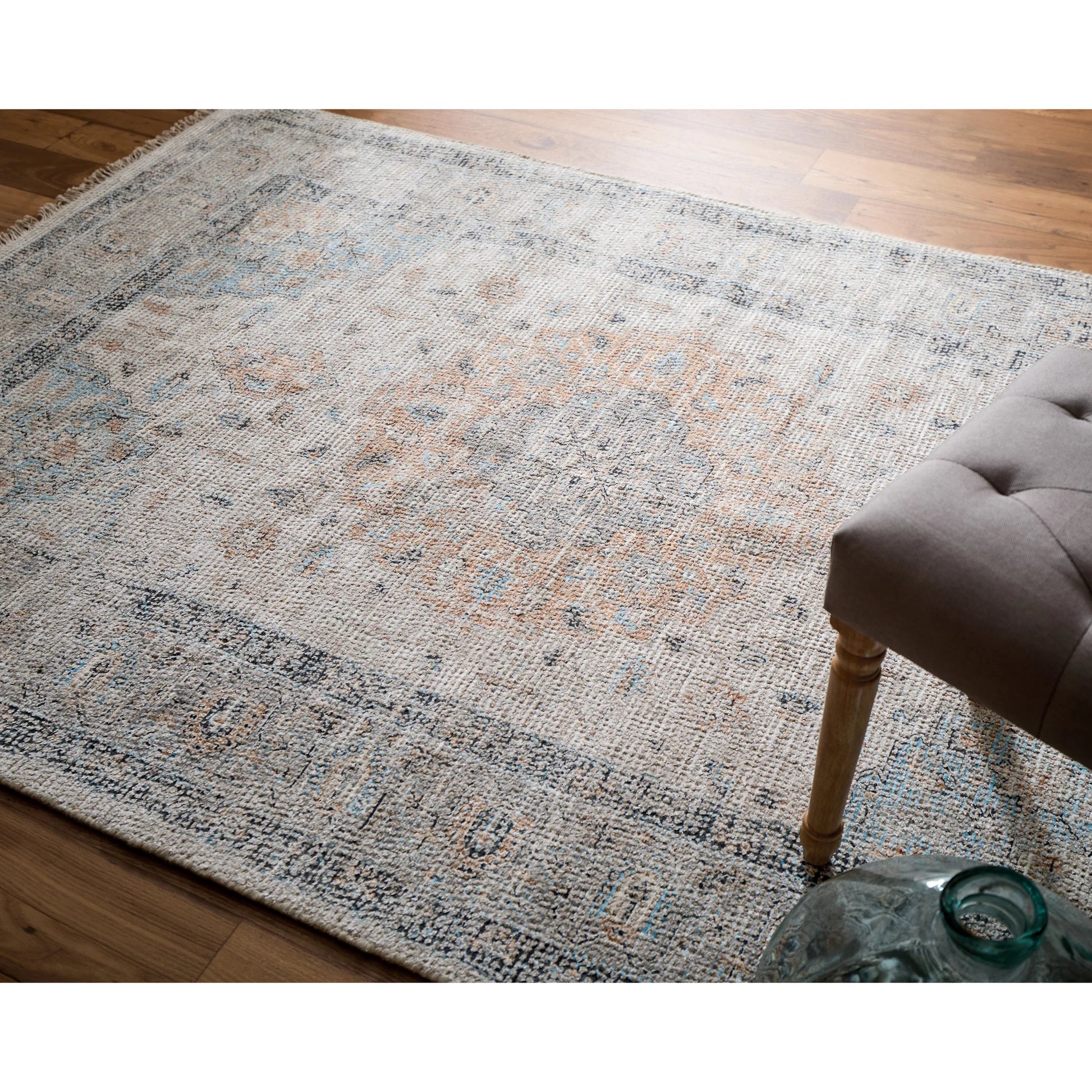 Caldwell Rug - 8798980F by Feizy in ivory, blue, orange. Made from wool, viscose in a unique style.