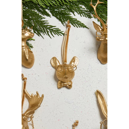 E+E Louie Ornament 4 (Set of 4) by Accent Decor in gold. Made from resin in a unique style.
