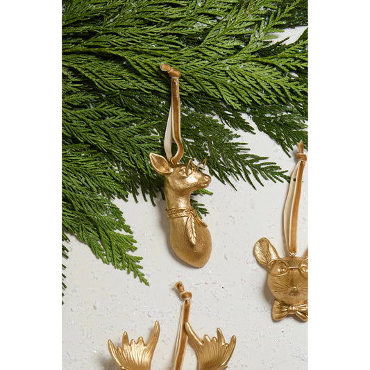 E+E Margie Ornament 4 (Set of 4) by Accent Decor in gold. Made from resin in a unique style.