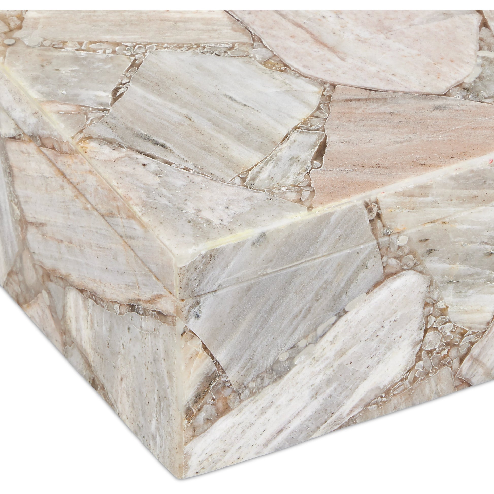 Jossa Aventurine Box by Currey and Company in natural. Made from banded aventurine in a modern style.