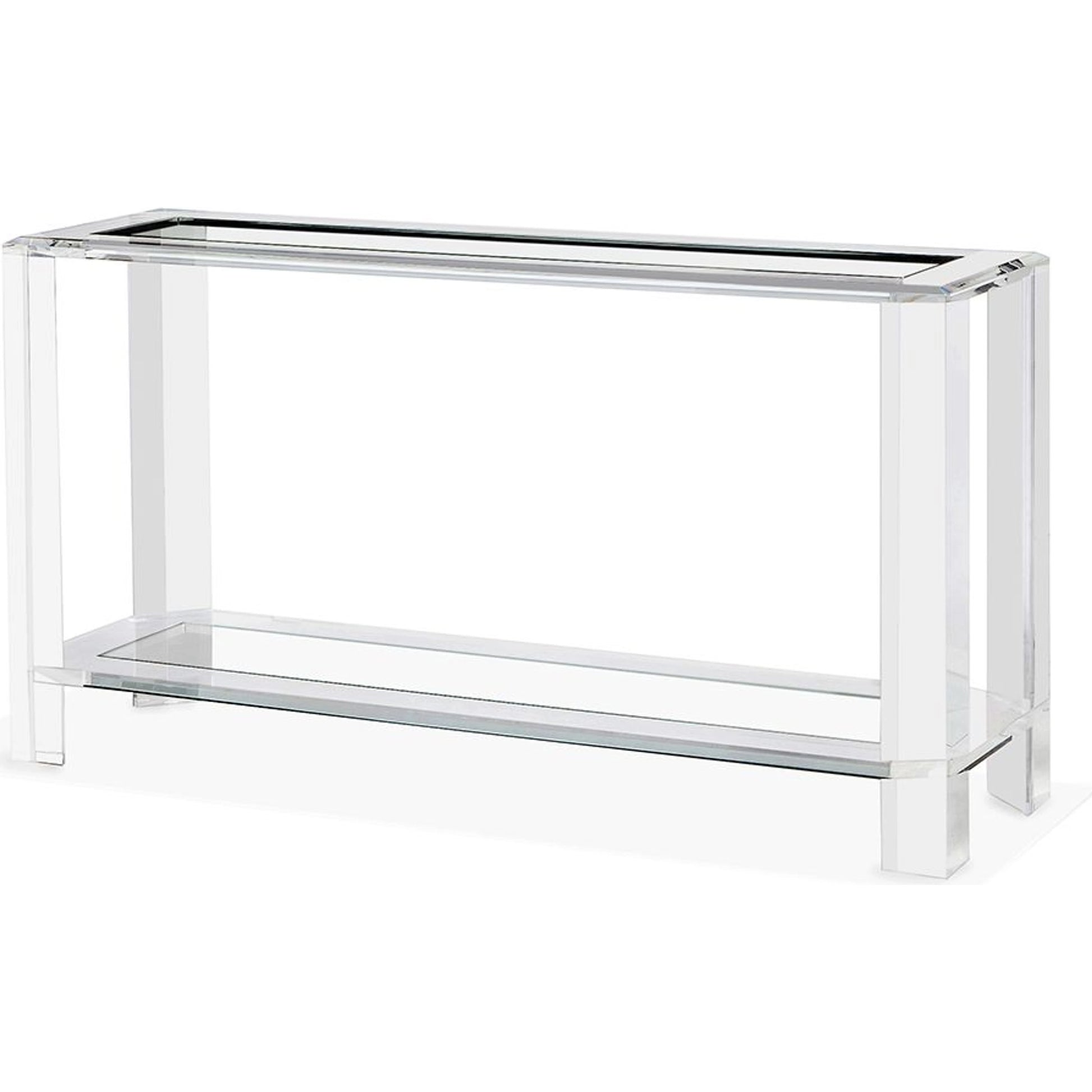 Surrey Grand Console by Interlude Home in clear, clear glass. Made from acrylic, glass in a modern style.