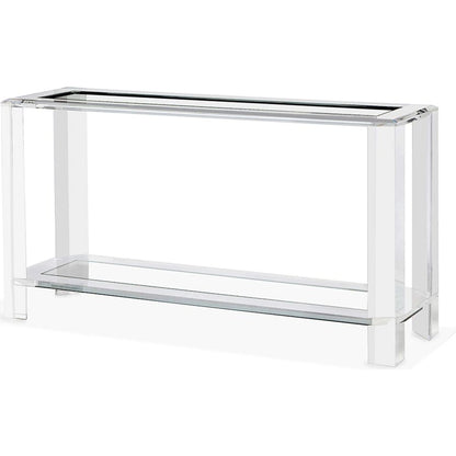 Surrey Grand Console by Interlude Home in clear, clear glass. Made from acrylic, glass in a modern style.